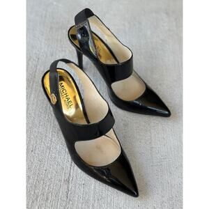 Michael Kors Women’s 6M Mary Jane Slingback Black Patent Leather High Heels